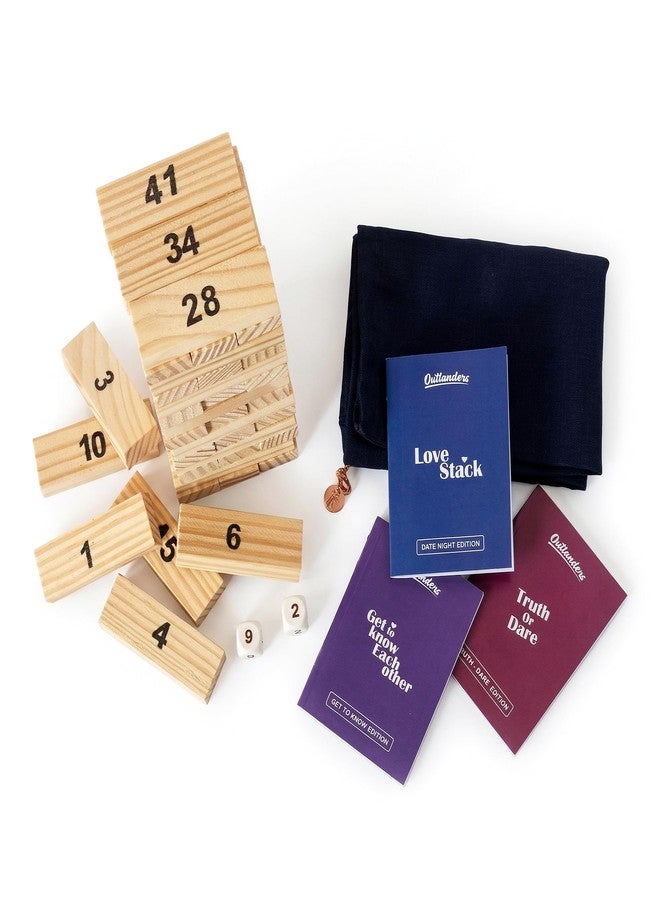 Outlanders® Couples Block Tower Game with 3 Game Editions - Date Night Game, Get to Know Each Other & Truth or Dare | Fun Party Game for Couples & Friends - Image 1