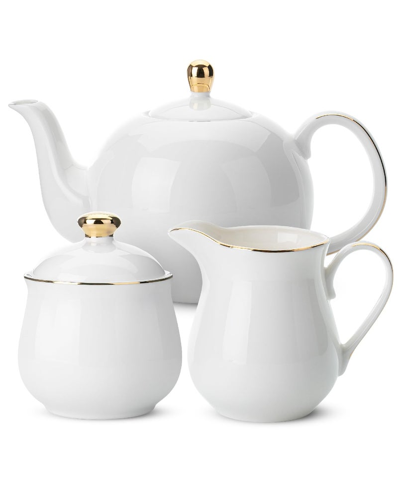 BTaT Porcelain Creamer and Sugar and Teapot Set White Cream and Sugar Bowl and Creamer Set Christmas Gifts