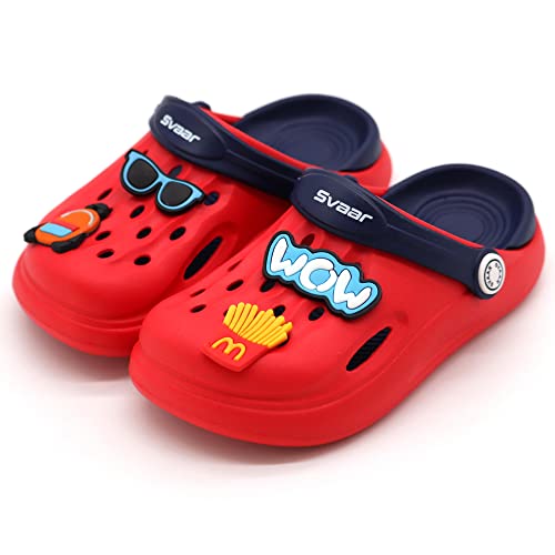 SVAAR Wow Clog Shoes for Boys & Girls || Indoor & Outdoor Sandals Clogs for Kids Red-Navy, 1 UK - Image 1