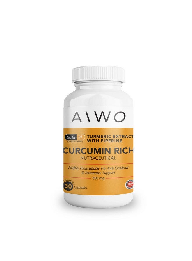 AIWO أيوو كركمين ريتش | كبسولات BCM 95 كركمين مع بيبيرين | كركمين مع بيوبيرين | كبسولات الكركم | مستخلص الكركم للكبد والعظام والمفاصل | مكمل كركمين الكركم (30 كبسولة) - Image 1