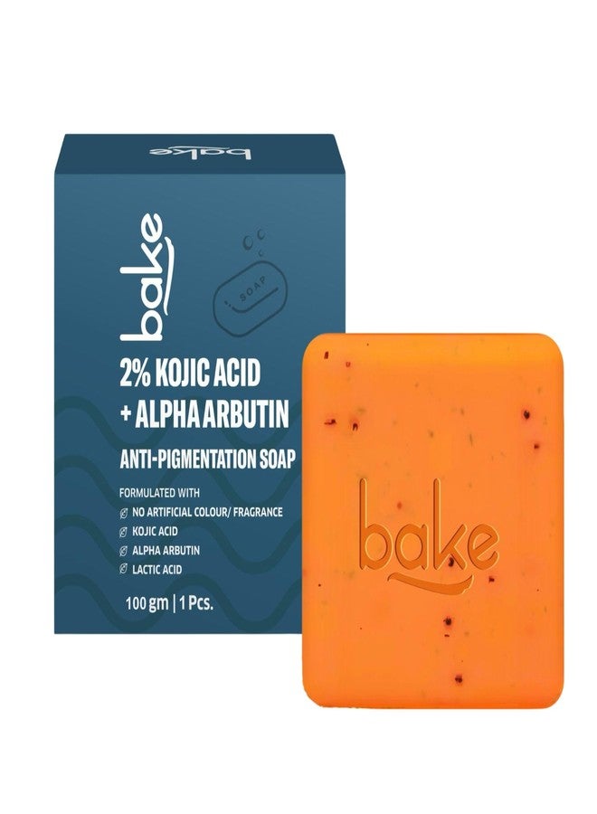 BAKE 2% Kojic Acid Scrub Treatment Soap (1 Pcs) with Alpha Arbutin, Lactic Acid & Niacinamide | For Pigmentation, Dark Spots, Tan Removal, Brightens Underarms | Soap for Women & Men | 100g x 1 - Image 1