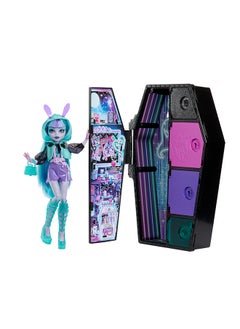MONSTER HIGH Monster High  Doll and Fashion Set, Twyla  Doll, Skulltimate Secrets : Neon Frights , Dress-Up Locker with 19+ Surprises  - Image 1