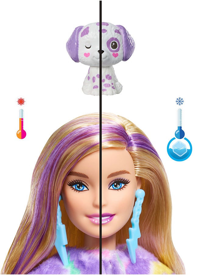 Barbie Cutie Reveal Doll & Accessories, Color Dream Series Set with Rainbow Dalmation Plush Costume & 10 Surprises Including Color Change  - Image 3