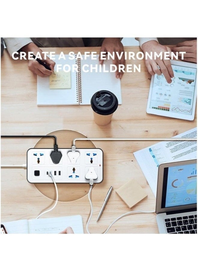 ACECOAT 3U 6 Power Socket,Universal Electric Extension Cord with 1 Type-C Port,Extension Cords with 6Gang |3USB Ports,1.88 Meters Extenstion Power Cables for Home,Kitchen and Office(White) - Image 5