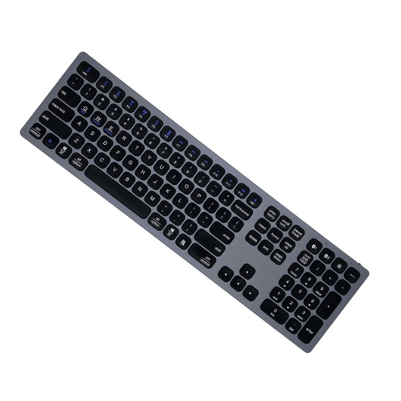 لوحة مفاتيح بلوتوث قابلة للشحن من نوع Type-C، 110 مفاتيح، لوحة مفاتيح لاسلكية بلوتوث تدعم أنظمة أندرويد ويندوز ماك أواس، الهواتف الذكية والأجهزة اللوحية، لون رمادي - Image 5