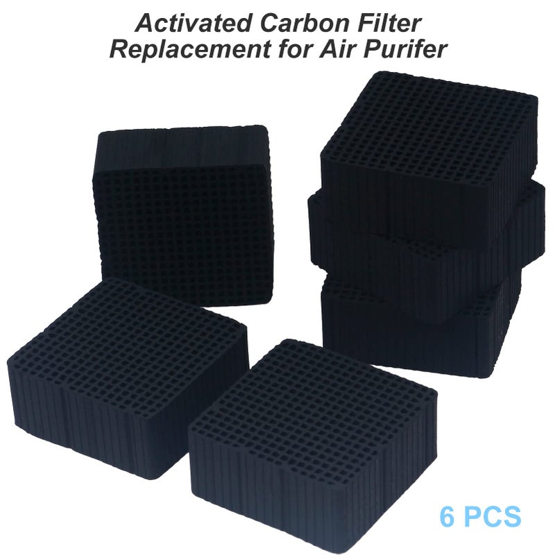 ENOMAKER Replacement Carbon Filters Activated Charcoal Block Parts Resin Air Purifier Charcoal Cube Ultra-Absorption Honeycomb for ELEGOO Anycubic Mini Air Filter LCD DLP Resin 3D Printer(Pack of 6) - Image 2
