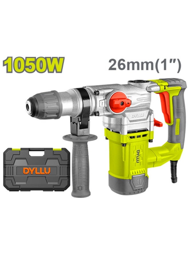 دایلو DYLLU مثقاب مطرقي كهربائي احترافي 1050 واط SDS Plus قدرة 26 مم طاقة 4.5 جول مع 3 رؤوس حفر و2 إزميل وحقيبة حمل - Image 2