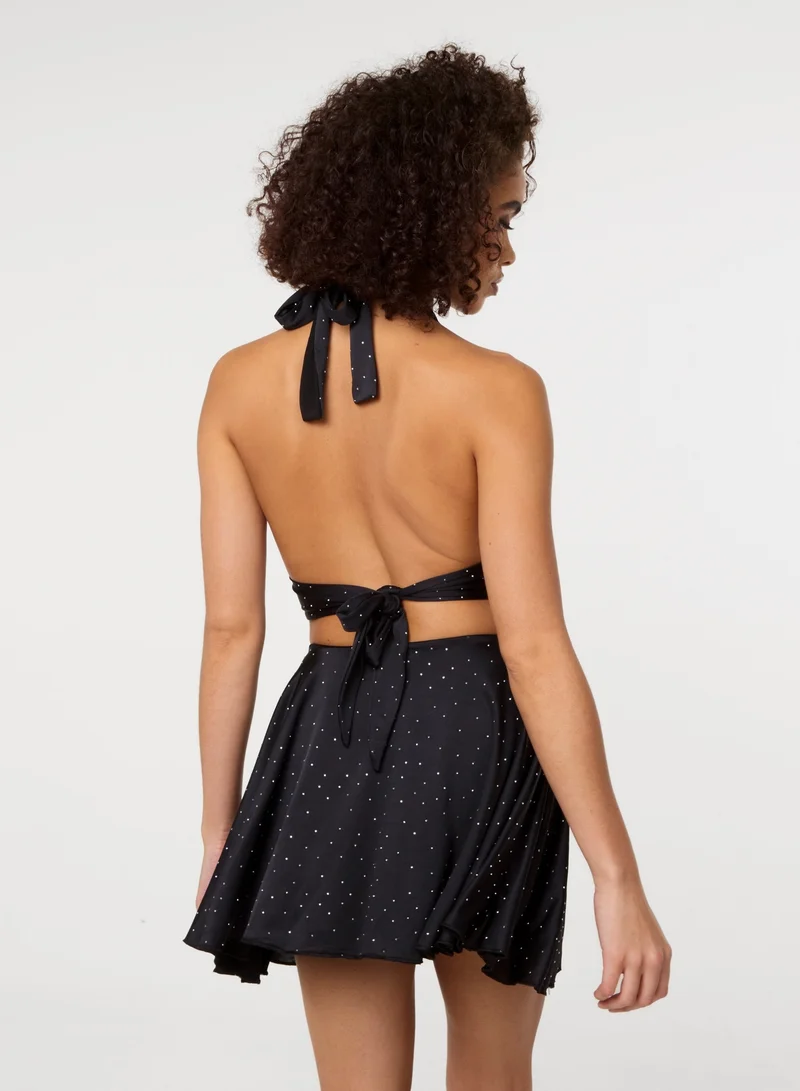 Pink Vanilla Diamante Slinky Halter Dress