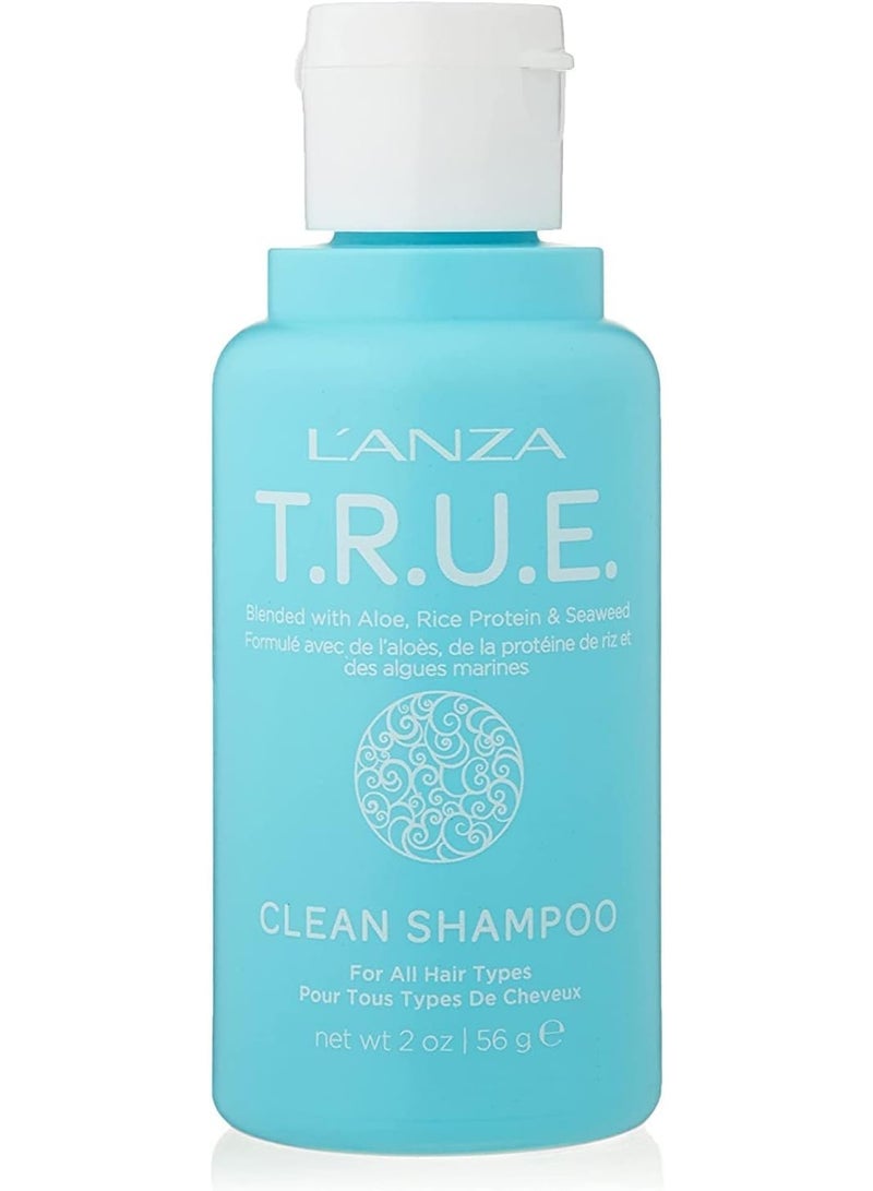 L'ANZA T.R.U.E. Clean Sustainable Shampoo - Rich with Aloe Vera and Rice Protein, Color Safe Daily Hair Care, Fragrance-Free, for Fresh Clean Hair 2 Fl Oz