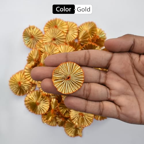 Embroiderymaterial 3MM Gota Patti Flowers Appliques Patches for Embroidery Decoration and Craft Making (Gold Color) 100 Pieces - Image 4