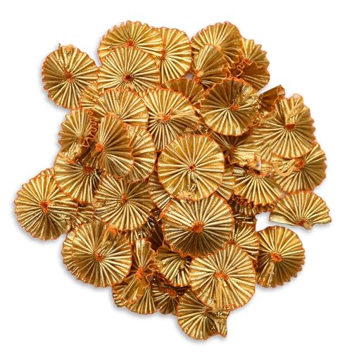 Embroiderymaterial 3MM Gota Patti Flowers Appliques Patches for Embroidery Decoration and Craft Making (Gold Color) 100 Pieces - Image 1