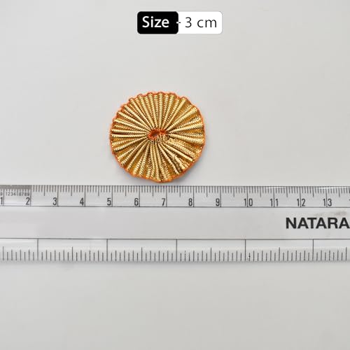 Embroiderymaterial 3MM Gota Patti Flowers Appliques Patches for Embroidery Decoration and Craft Making (Gold Color) 100 Pieces - Image 2