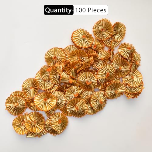 Embroiderymaterial 3MM Gota Patti Flowers Appliques Patches for Embroidery Decoration and Craft Making (Gold Color) 100 Pieces - Image 3