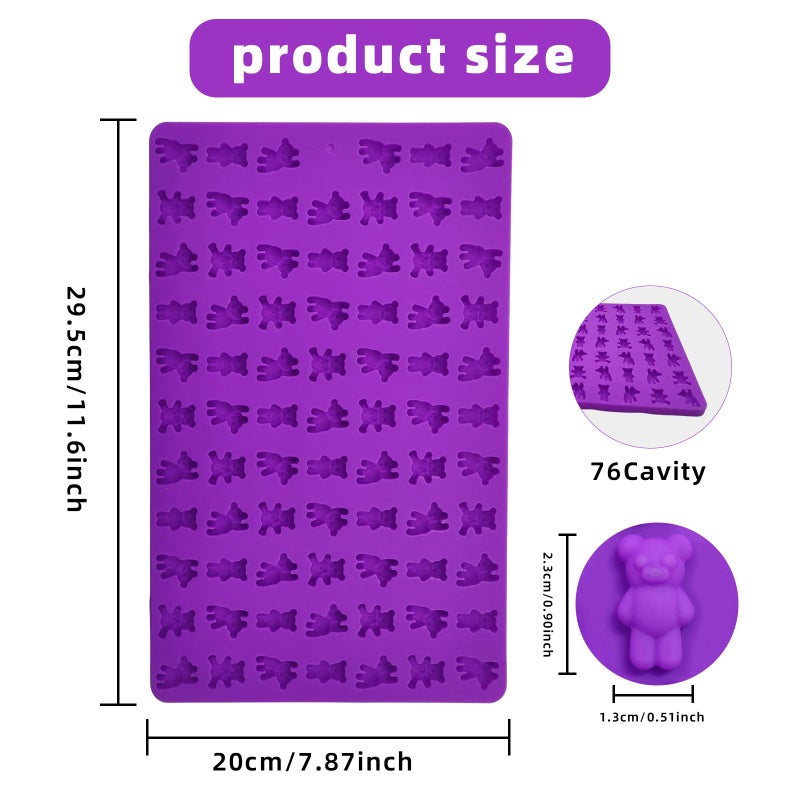 Ecerangus 2 PCS Gummy Bear Candy Molds Silicone, 152 Cavity Bear Shape Mini Silicone Gummy Molds for Chocolate, Candy, Biscuits, Cookie, Jelly,Fondant,Ice Cube,Pet Dog Treats Mold - Image 2