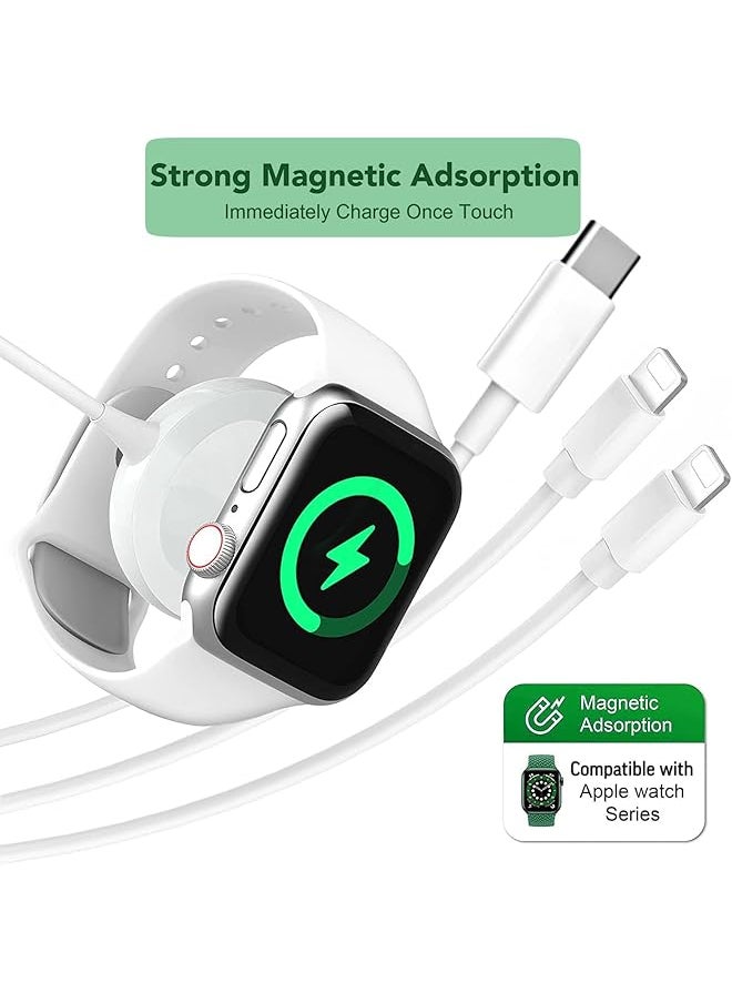 erorex - Usb C Charging Cable For Iphone And Iwatch Fast 3 In 1 Magnetic Wireless Charger With 2 Cables Compatible With Iphone 14 13 Pro Max 12 11 Xr Xs X Iwatch Series 8 7 6 Se 5 4 3 2 1 Airpods - Image 1
