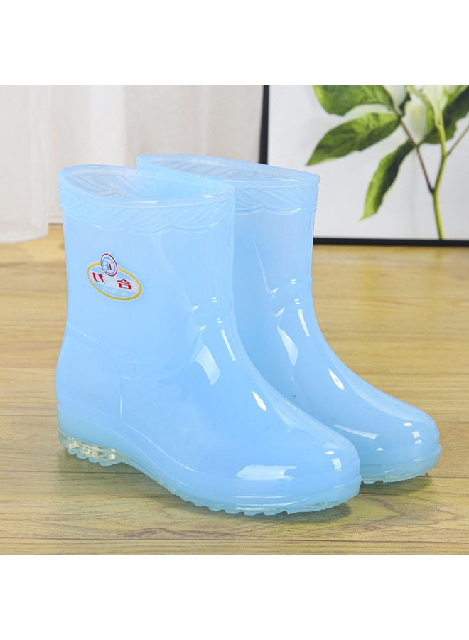 Fashion Jelly Rain Boots For Women, Non-slip Short-tube Rubber Shoes, Rain Boots, Summer Rubber Boots, Transparent Mid-tube Kitchen Waterproof Shoes
