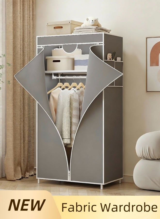 منظم خزانة مفروش من قماش غير منسوج محمول بتركيب سهل مع قضيب تعليق | حلاً لتخزين المساحات - Image 1