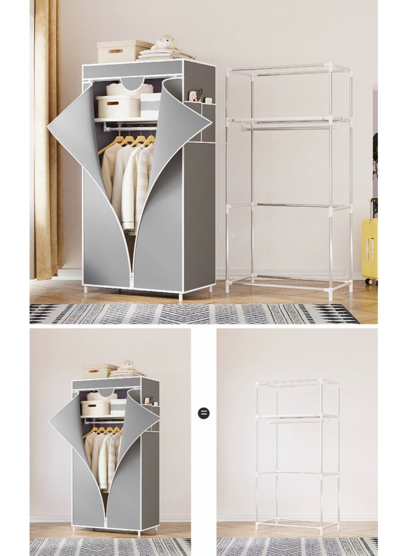 منظم خزانة مفروش من قماش غير منسوج محمول بتركيب سهل مع قضيب تعليق | حلاً لتخزين المساحات - Image 3