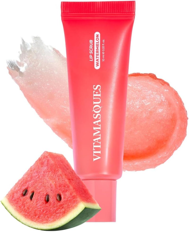 Vitamasques Lip Sugar Scrub Watermelon Lip Exfoliator Scrub Sugar Scrubs Overnight Hydration Softening Soothing Dryness moisturizing lip scrub is enriched with Shea Butter Made in Korea