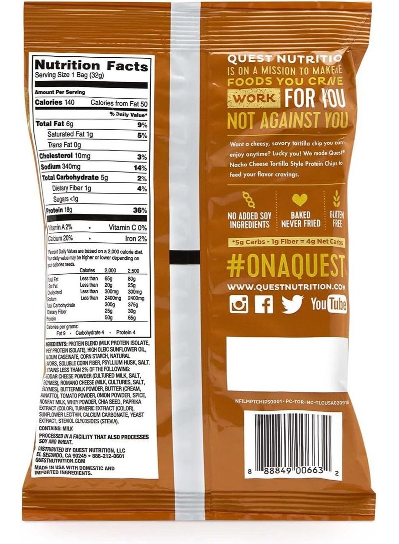 Quest Nutrition Tortilla Style Protein Chips - Nacho Cheese - PACK OF 8 - Image 3