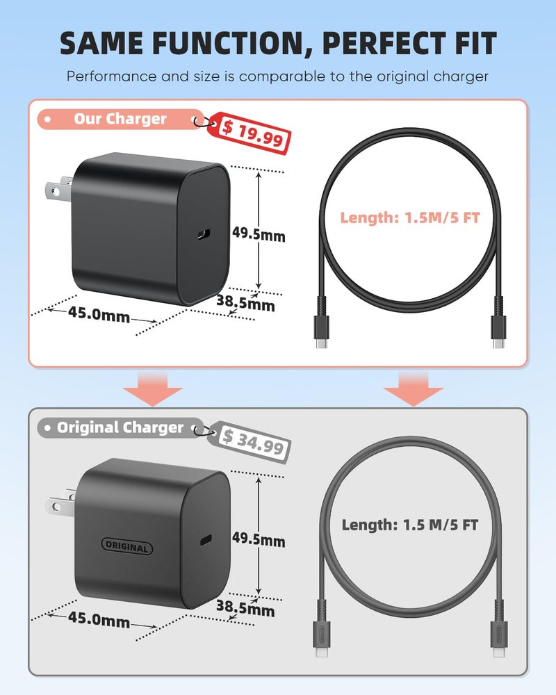 KOVA Switch 2 Charger - 60w AC Power Adapter for Nintendo 2/1, 5FT/1.5M UBC Cable, Support 4K TV Dock, PD3.0 Fast Charging Supply 20V/3A for Nintendo Wii Charger, [Replacement for OEM Switch2 Charger] - Image 2
