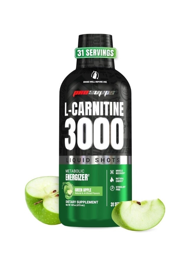ProSupps L-Carnitine 3000 Liquid Fat Burner - Green Apple - 31 Servings - Fast-Acting Metabolic Performance & Fat Oxidation Support Supplement - Image 1