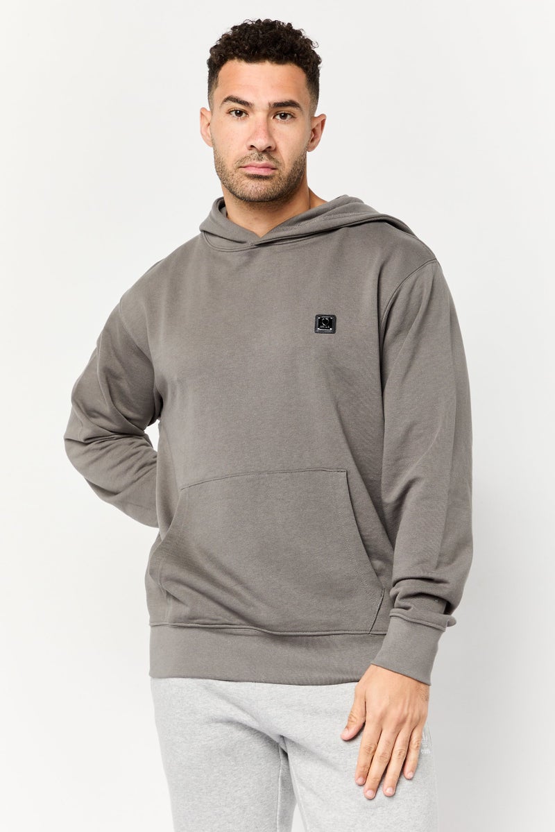 833 POLICE Men Long Sleeves Brand Logo Hoodie, Grey - Image 1