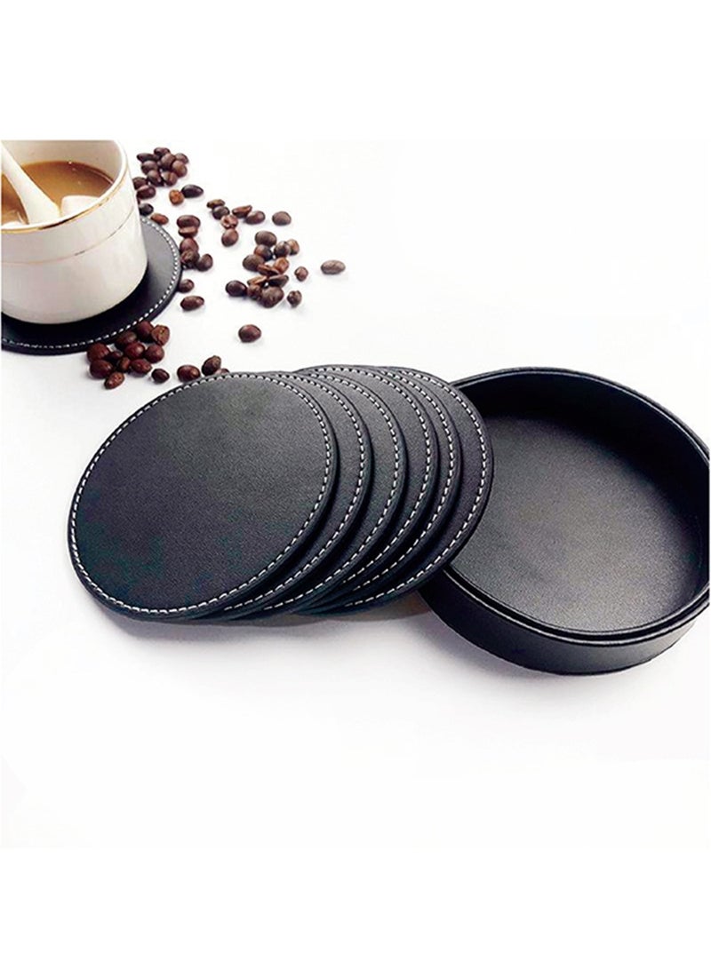 giftex Set of 6 PU Coasters with Holder - Image 1