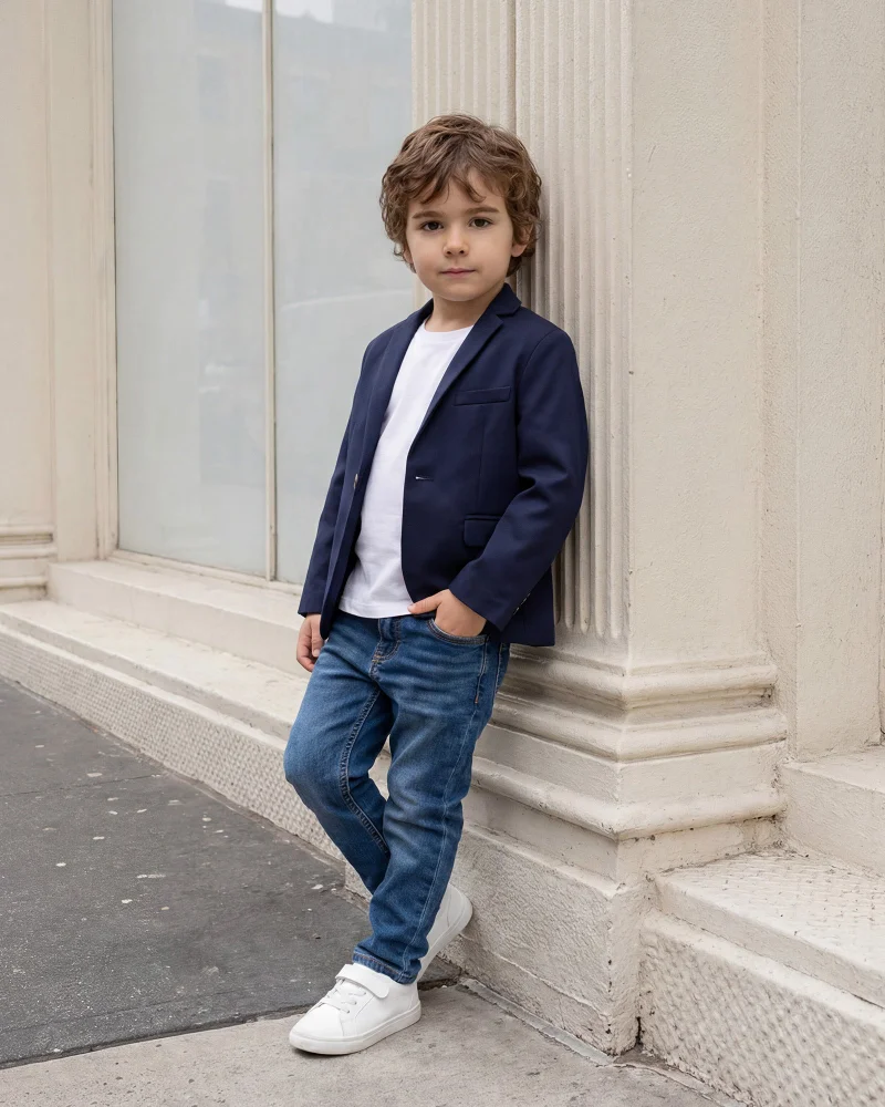 Redtag Boys Navy Button Front Blazer