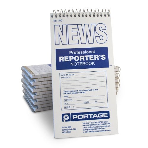 Portage Reporter’s Notebook – Spiral Notebook, Notepad, Writing Pad for Professional Reporters & Journalists for Taking Notes, Field Book, Pittman Ruled– 4 x 8 Inches, 70 Sheets / 140 Pages (Pack of 12) - Image 1