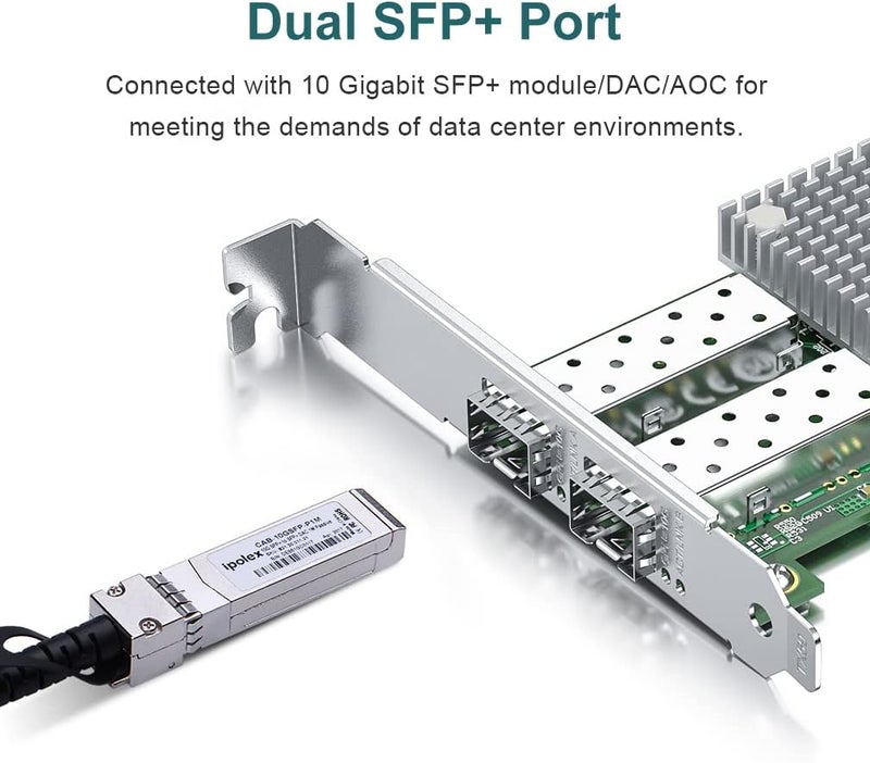 ipolex 10Gb SFP+ PCIE NIC Network Card, Broadcom BCM57810S Chip, Dual SFP+ Port Card, PCI Express X8, Ethernet LAN Adapter Support Windows/Windows Server/Linux/VMware Esxi - Image 3