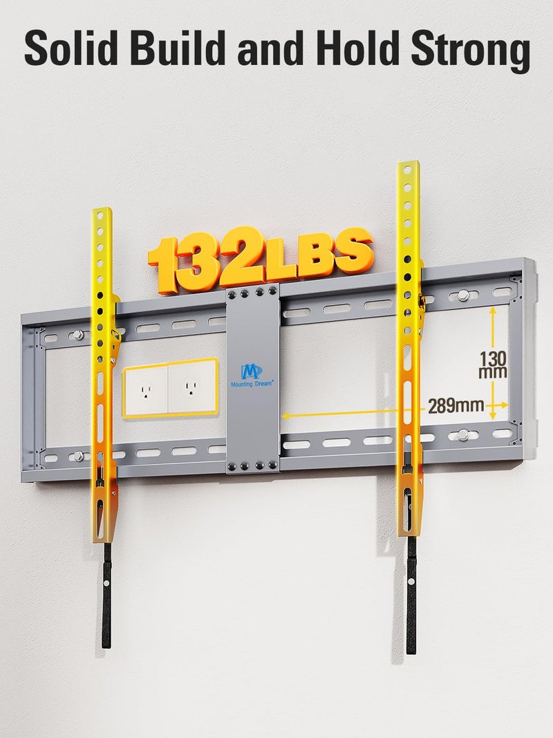 Mounting Dream TV Wall Mount for Most 37-75 Inch Televisions, Universal Tilt TV Mount Fits 16", 18", 24" Studs, Max VESA 600x400mm, 132lbs, Low Profile Flat Wall Mount Bracket, MD2968-LK - Image 5