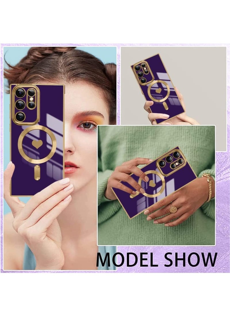 Color Fans - Magnetic Case for Samsung Galaxy S23 Ultra Support Magsafe Charging Luxury Plating Electroplate Elegant Shockproof Slim Phone Case Purple - Image 1