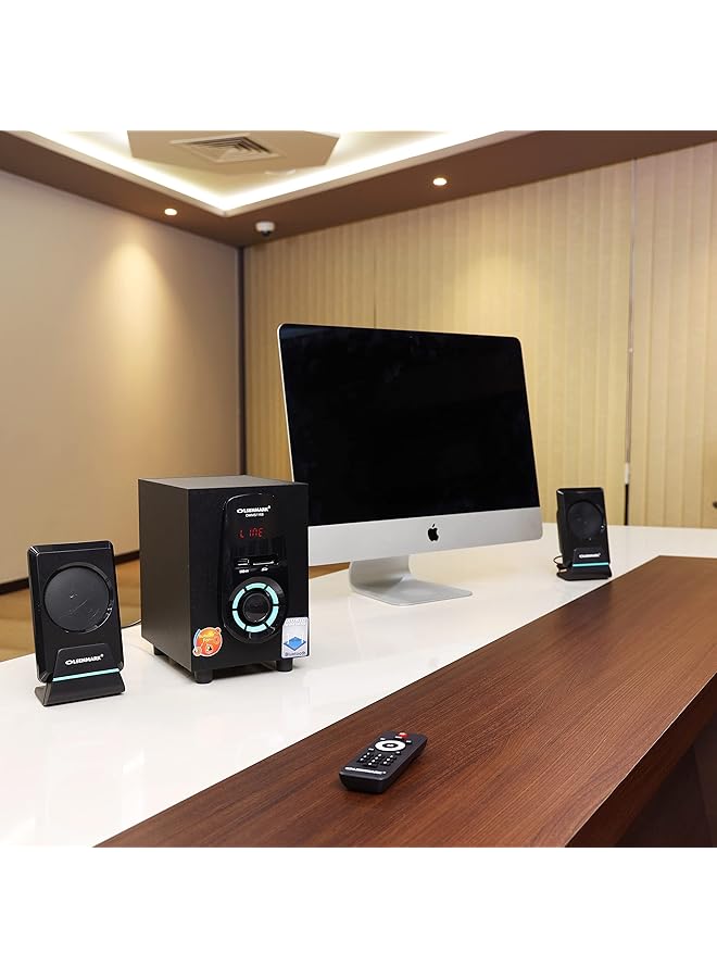 أولسنمارك مكبر صوت متعدد الوسائط عالي الطاقة 2.1 Omms1169 USB Sd Fm Bluetooth Function مع شاشة LED 5000 وات Pmp0 وحدة مكبر صوت مثالية للحفلات المنزلية باللون الأبيض - Image 4