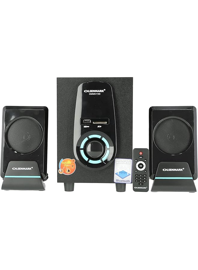 أولسنمارك مكبر صوت متعدد الوسائط عالي الطاقة 2.1 Omms1169 USB Sd Fm Bluetooth Function مع شاشة LED 5000 وات Pmp0 وحدة مكبر صوت مثالية للحفلات المنزلية باللون الأبيض - Image 1