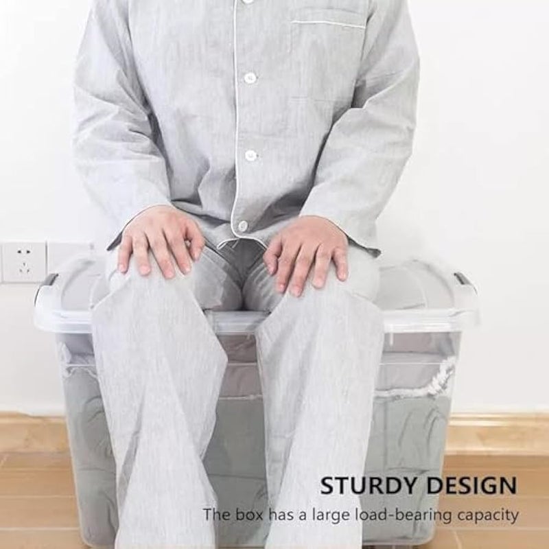 Loquat 85L Extra Large Plastic Storage Box with Lockable Lid – Clear Stackable Organizer Bins for Clothes, Kitchen, Toys, Garage Tools, Blankets, Office Supplies - Image 2