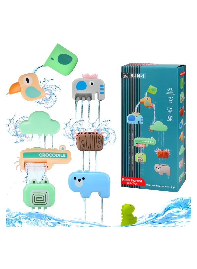 SYOSI Baby Bath Toys Set, Bath Toys for Kids, Swimming Water Toys Bath Toys Kids Educational Pool Toy for Kids Boys Girls Toddlers Baby Bath Game Time, 9 Pieces Toys - Image 1