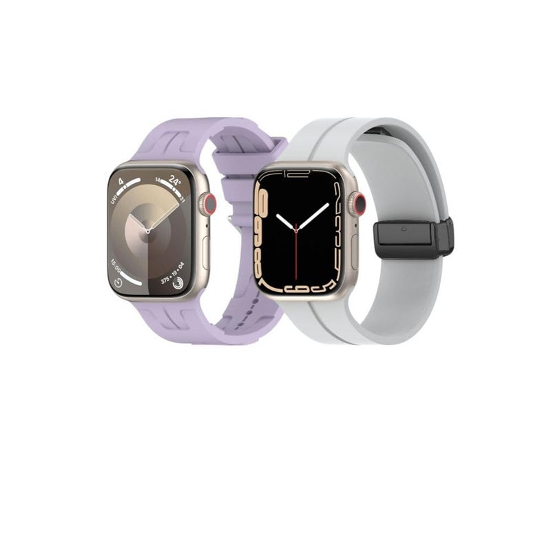 BURAQ 2-Pack Sports Replacement Bands Compatible with Apple Watch 49/46/45/44/42mm – Series Ultra 2/Ultra/9/8/7/SE/6/5/4/3/2/1 – Model #0904 - Image 1