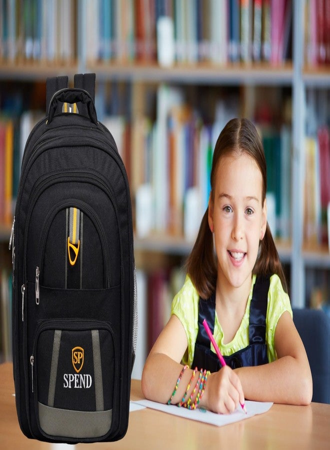 SPEND School Backpack with Lunch Bag Combo | Multipurpose Spacious School Bag for Students | Durable Multi-Compartment Design Lightweight, with High Storage Capacity 5th to 10 class (Black,Sky Blue) - Image 4