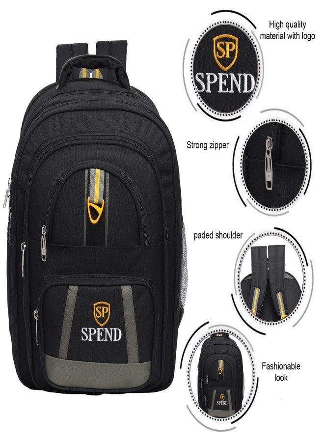 SPEND School Backpack with Lunch Bag Combo | Multipurpose Spacious School Bag for Students | Durable Multi-Compartment Design Lightweight, with High Storage Capacity 5th to 10 class (Black,Sky Blue) - Image 2