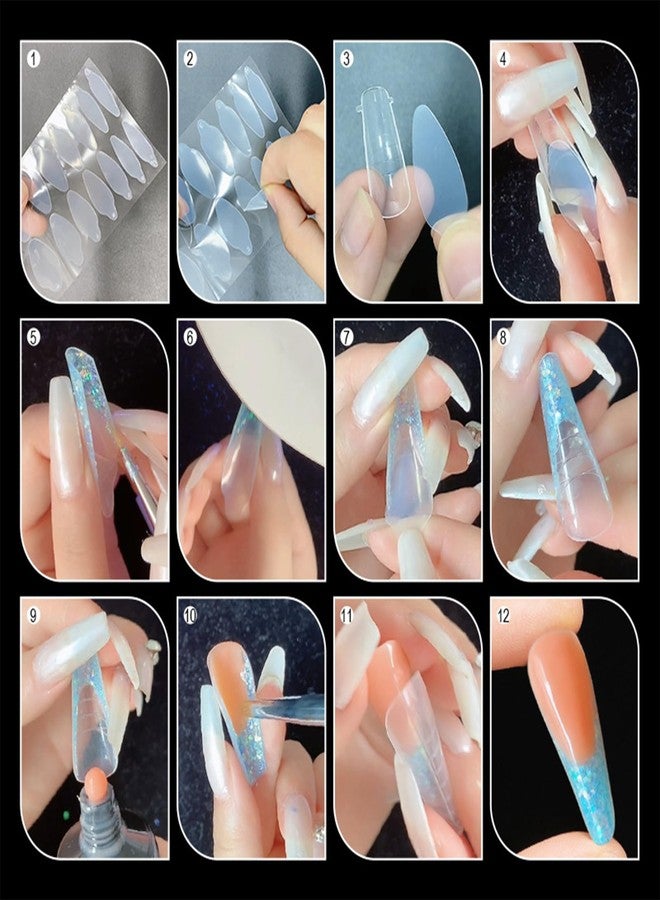 NICENEEDED 60 PCS Dual Nail Forms Mould, Silicone Nail Mold Pads, Gel Extension Stickers Quick Building Dual Nail Form Stickers French Manicure Inner Mold for Guide Nail Art Accessories - Image 3