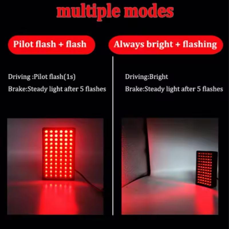 AutoBizarre 12V F1 Style Rear Third Flashing Tail Brake Lights Rear Bumper Pilot Flash Lamp Warning Strobe Stop Safety Light Universal for All Cars, Bikes, SUV, etc (Red 72 LED Rectangle) - Image 4