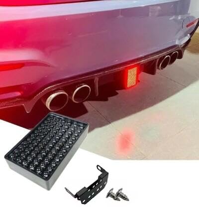 AutoBizarre 12V F1 Style Rear Third Flashing Tail Brake Lights Rear Bumper Pilot Flash Lamp Warning Strobe Stop Safety Light Universal for All Cars, Bikes, SUV, etc (Red 72 LED Rectangle) - Image 1