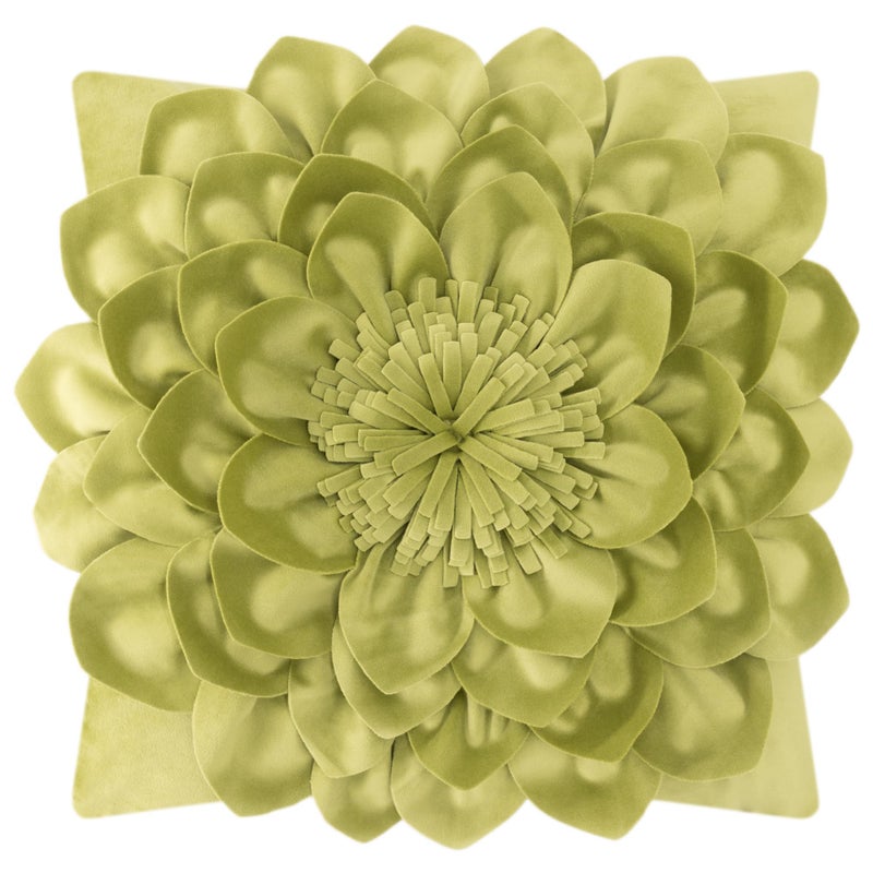 OiseauVoler Decorative 3D Flower Throw Pillow Covers Handmade Pillowcases for Sofa Bed Home Room Decor 18 x 18 Inch Green - Image 1