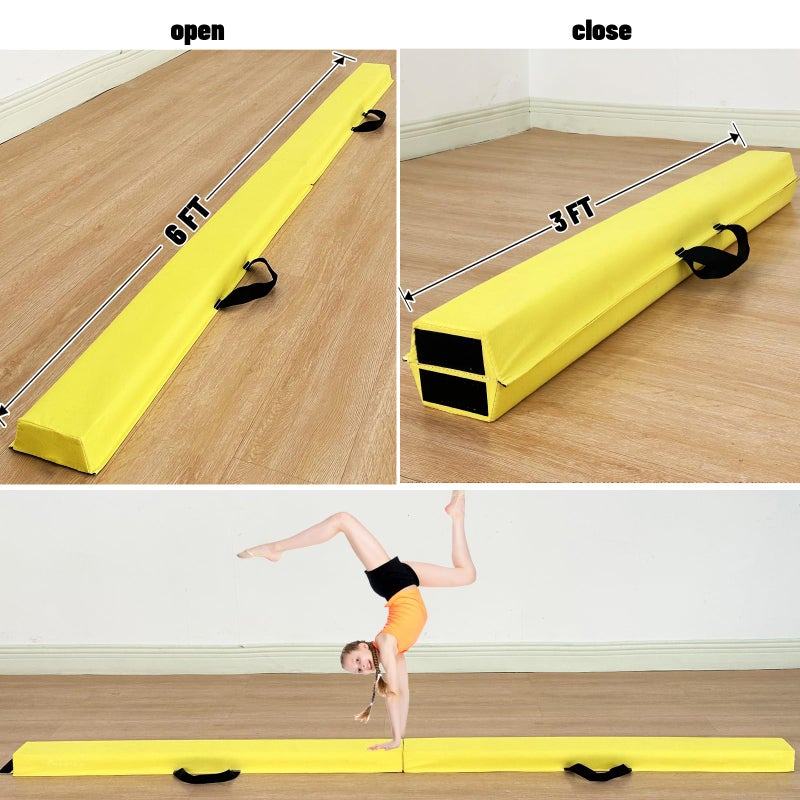 MARFULA 6 FT / 8 FT / 9 FT Folding Gymnastics Beam Foam Balance Floor Beam - Extra Firm - Suede Cover - Anti Slip Bottom with Carry Bag for Kids/Adults Home Use - Image 2