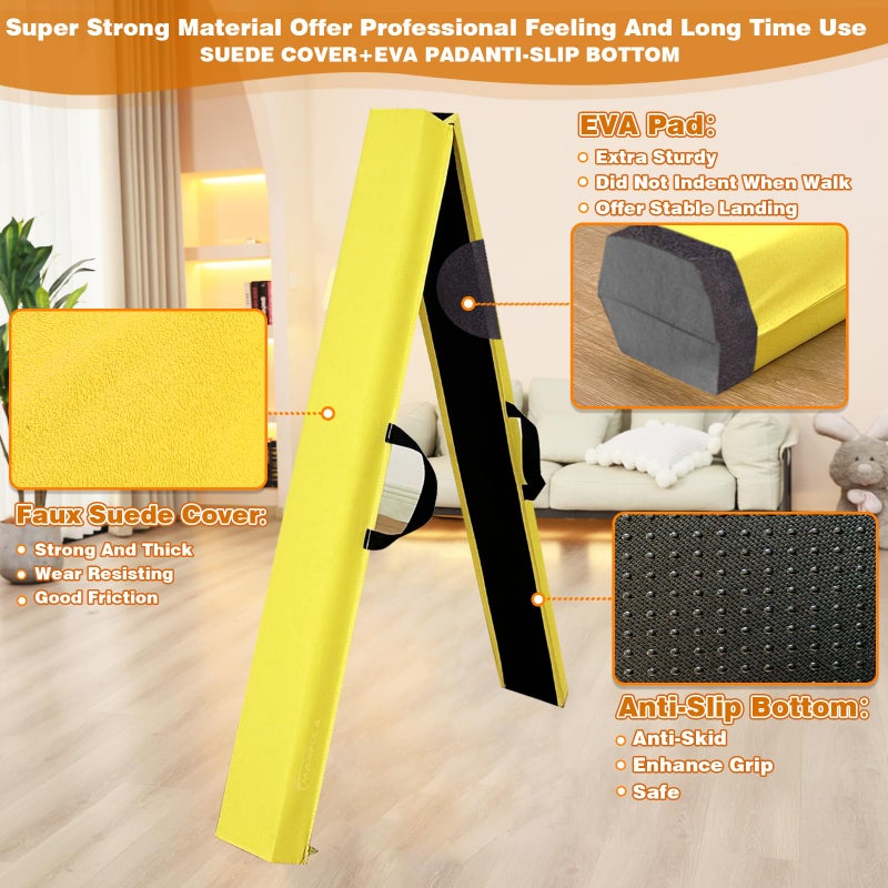 MARFULA 6 FT / 8 FT / 9 FT Folding Gymnastics Beam Foam Balance Floor Beam - Extra Firm - Suede Cover - Anti Slip Bottom with Carry Bag for Kids/Adults Home Use - Image 3