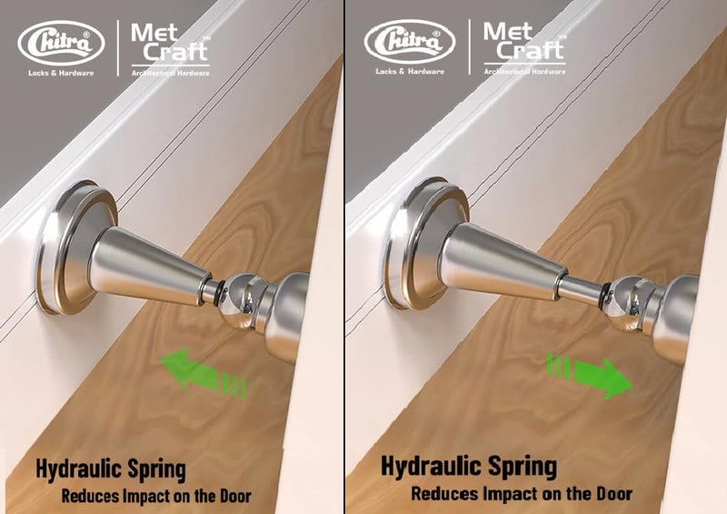 Met Craft Heavy Duty Hydraulic Stainless Steel 4.25 inch Bell Door Magnetic Stopper Soft-Catch | Door Magnets to Hold Door | Door Magnet 360' Angle Hold with Screw Fitting .Pack of 1 (Satin Silver) - Image 3