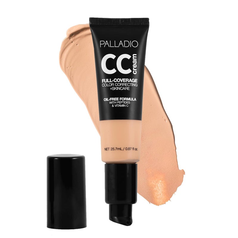 Palladio Full-Coverage Color Correction CC Cream, Oil-Free with Peptides & Vitamin C, Best for Correcting Redness and Uneven Skin Tone, Buildable Foundation Coverage (Light 22N) - Image 1