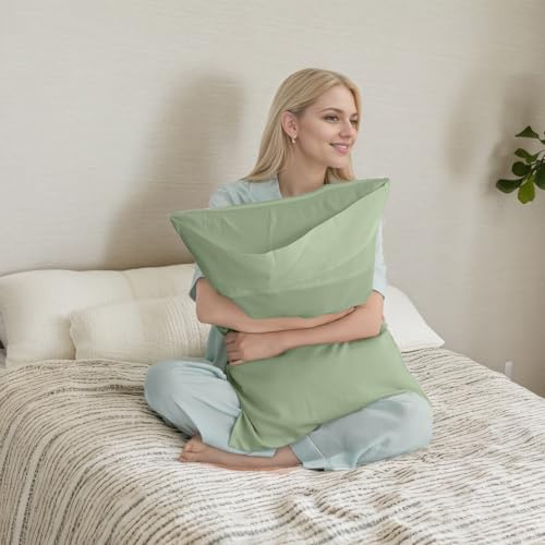TELUS Green Pillow Cases Standard Size 2 Pack, Bamboo Rayon Cooling Pillowcases with Envelope Closure, Cool Breathable Pillow Cover for Hot Sleepers & Night Sweats, 20x26 inch - Image 2