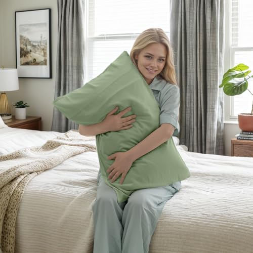 TELUS Green Pillow Cases Standard Size 2 Pack, Bamboo Rayon Cooling Pillowcases with Envelope Closure, Cool Breathable Pillow Cover for Hot Sleepers & Night Sweats, 20x26 inch - Image 3